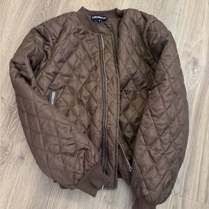 Women’s Satin Brown Bomber Jacket